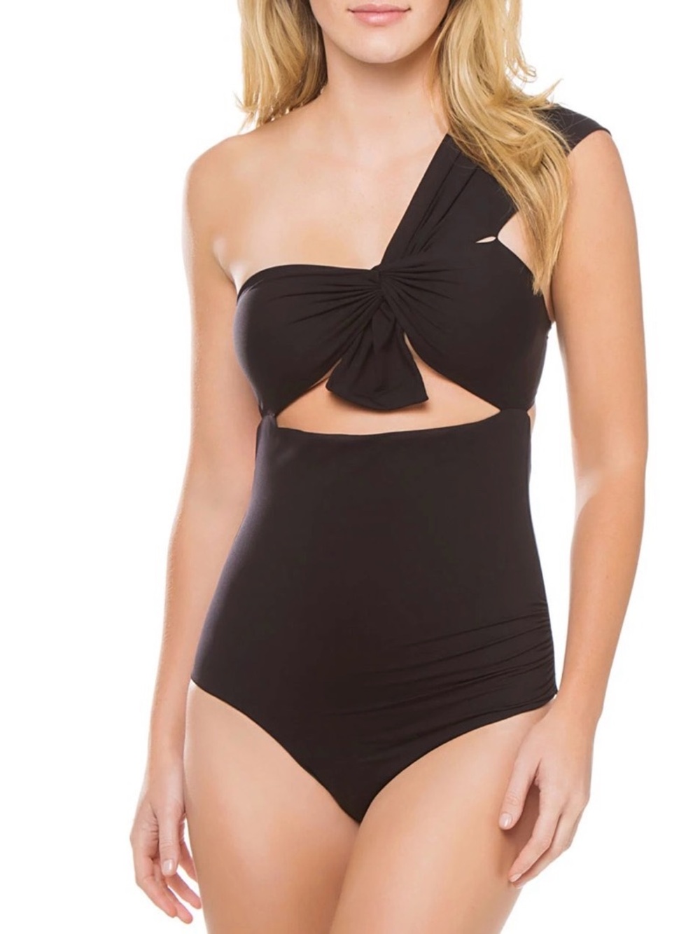 Marysia Swim Black One-Shoulder Cutout One-Piece Swimsuit